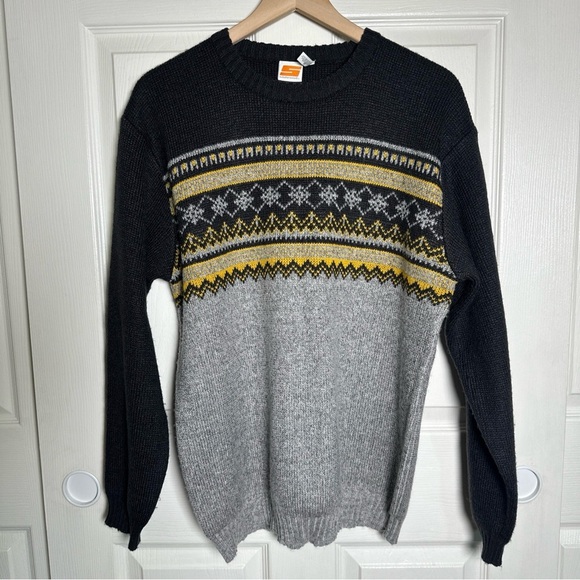 Vintage Sideout Y2K Medium Fair Isle Nordic Striped Long Sleeve Sweater 2000s - Picture 3 of 10